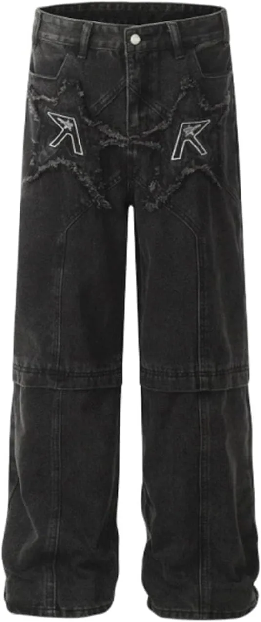 

Джинсы Y2K прямые с вышивкой FEUSEUZ