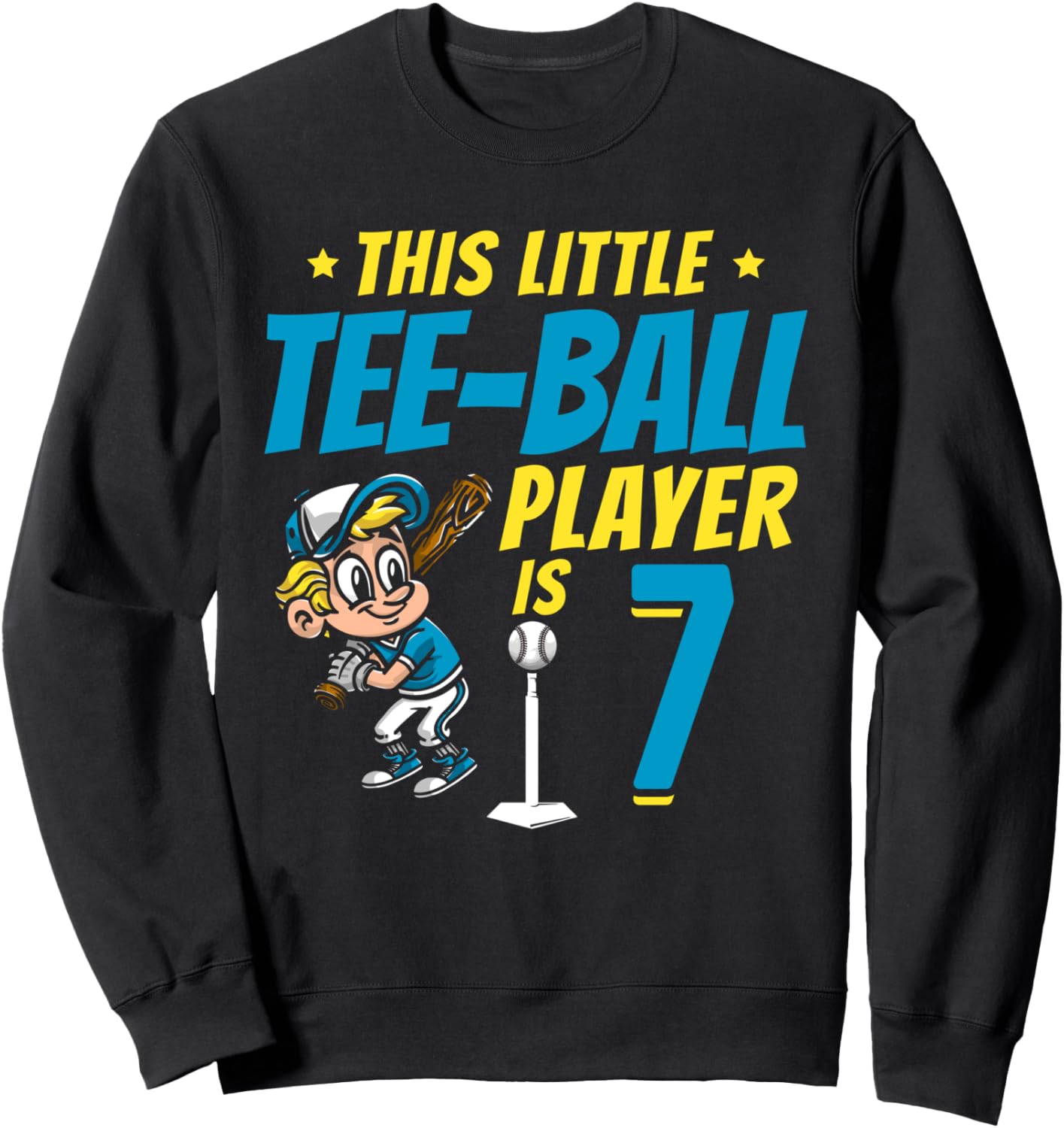 

Толстовка для вечеринки в стиле ти-бола на 7-й день рождения 7Th Birthday Party Tee-Ball Player, черный