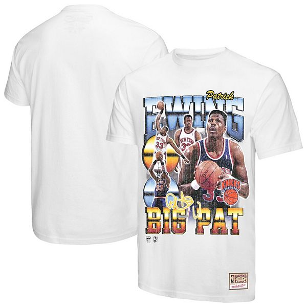 

Футболка мужская patrick ewing white new york knicks hardwood classics commemorative player collage Mitchell & Ness