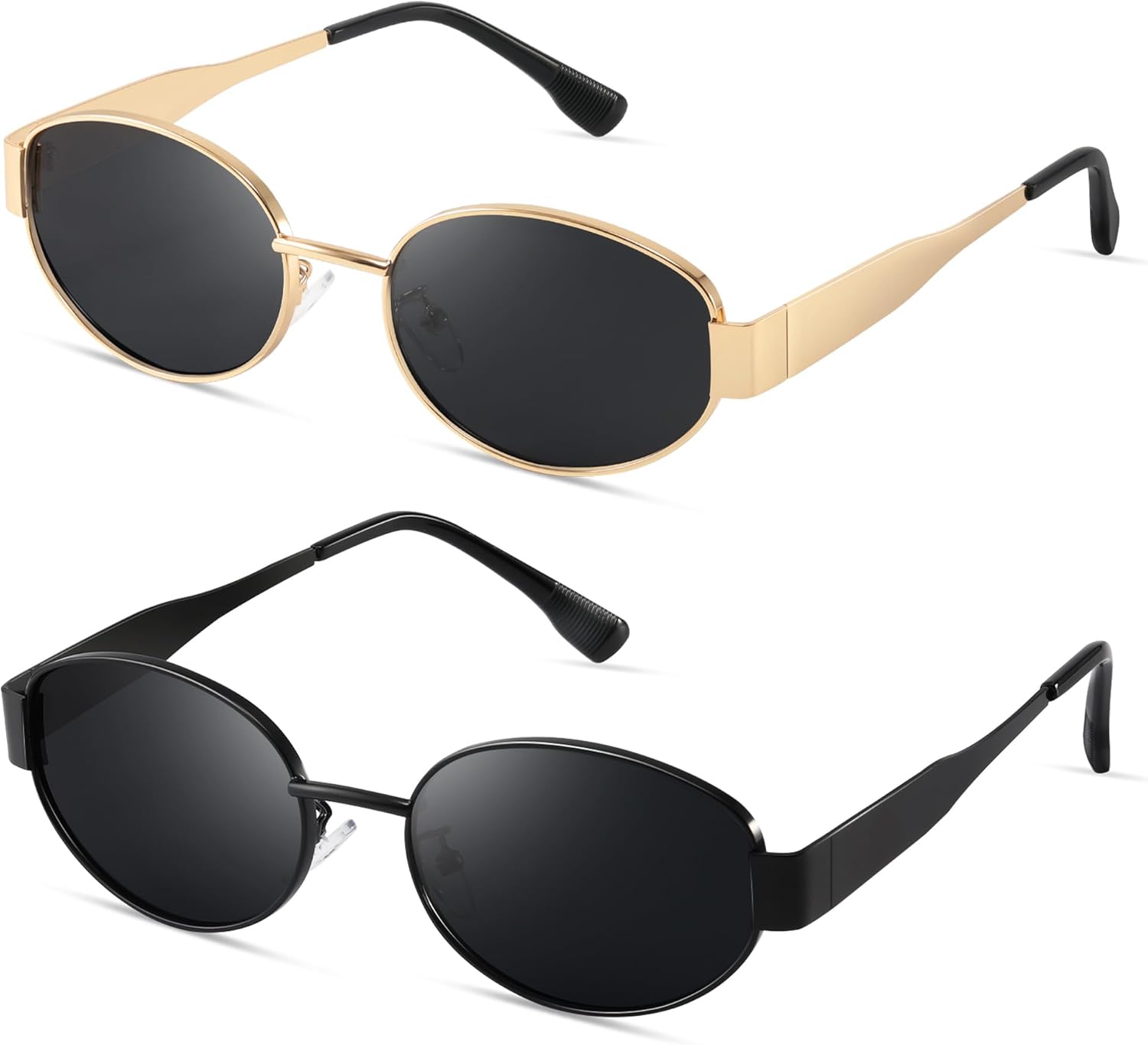 

Ретро-солнцезащитные очки овальной формы для женщин - модные поляризованные солнцезащитные очки с защитой UV400, стильная металлическая оправа VMAEB, A3 Gold/Grey Lens & Matt Black/Grey Lens