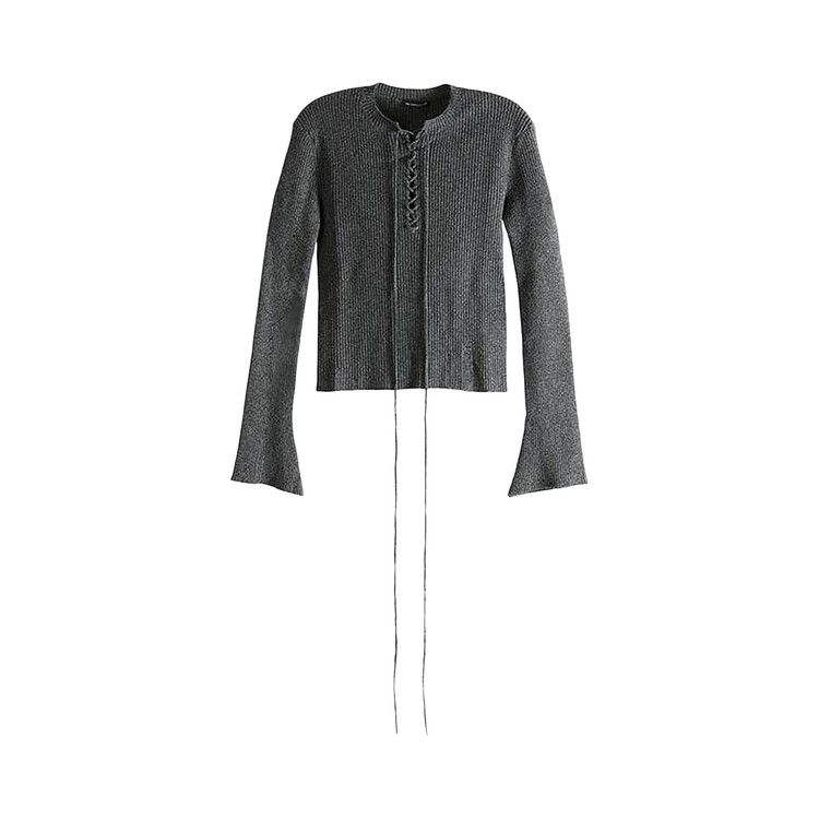 

Свитер Ann Demeulemeester Fanja Cropped Laced Up Serafino Sweater, Steel