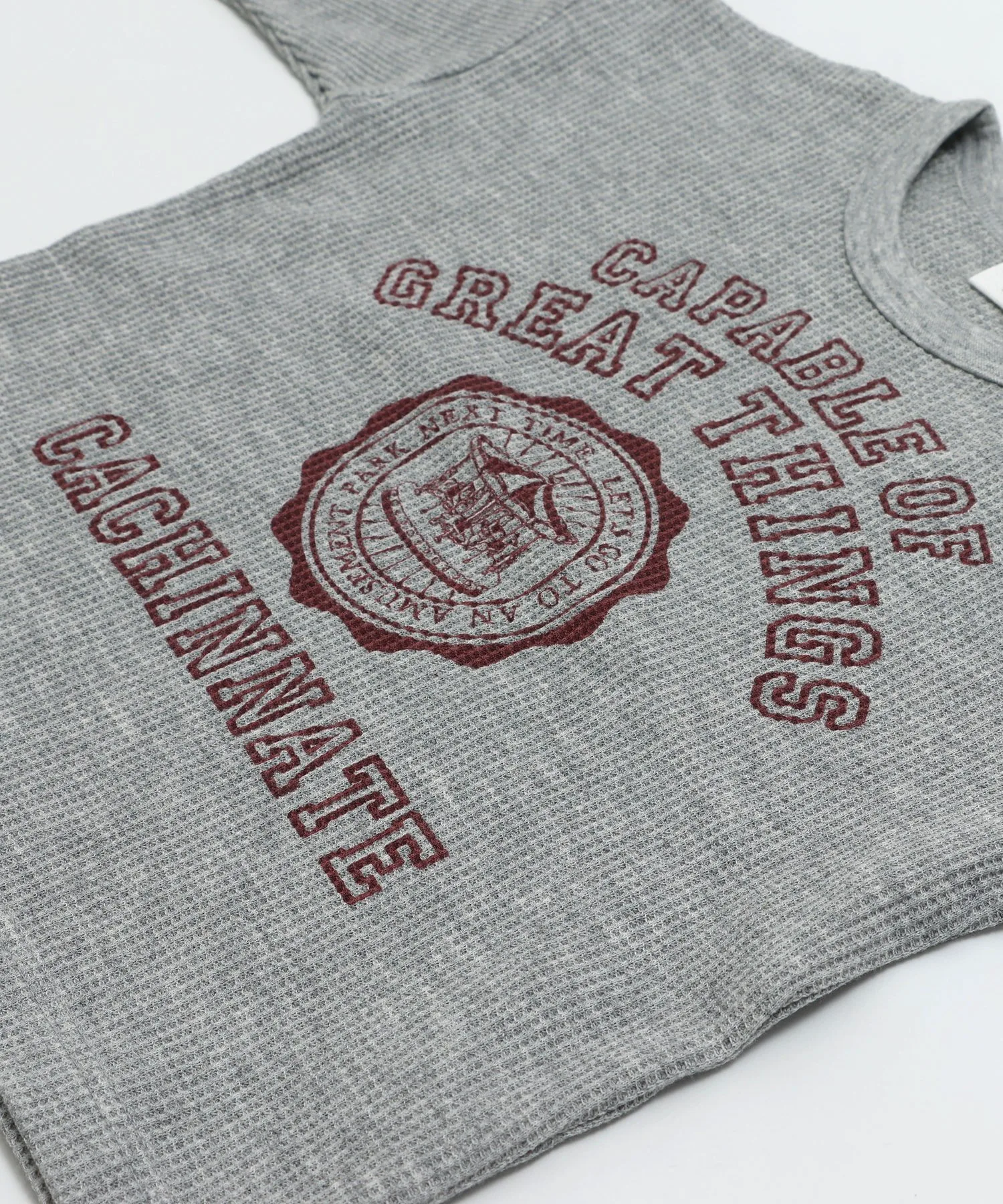 Футболка с длинными рукавами и вафельным принтом Chil2, J College Logo/Gray — фото 2