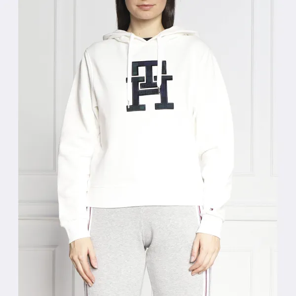 

Толстовка классического кроя с крупной монограммой Tommy Hilfiger, белый