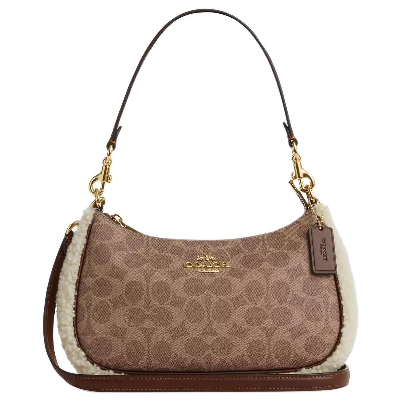 

COACH Кожаная портативная сумка через плечо женская коричневая