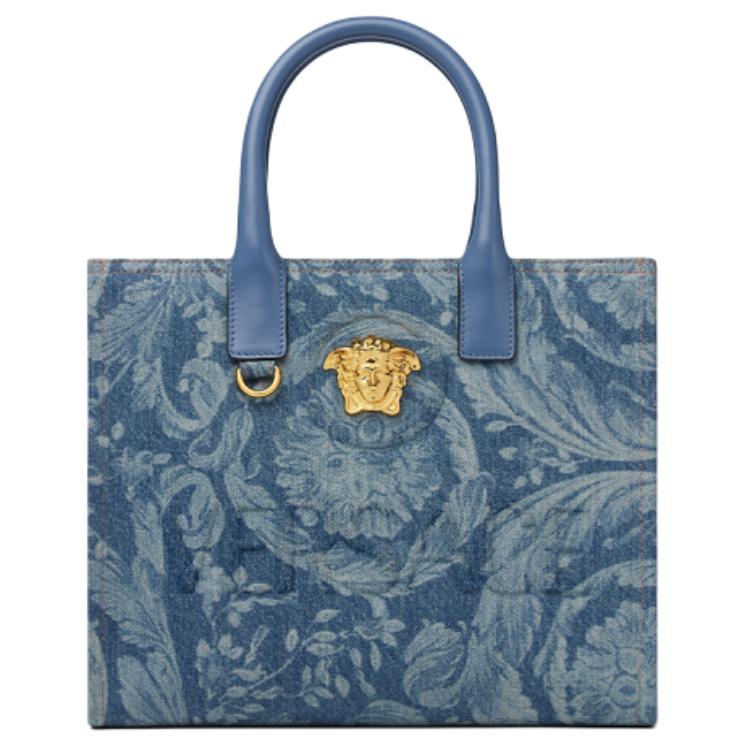 

VERSACE Тканевая сумка шопер женская синяя