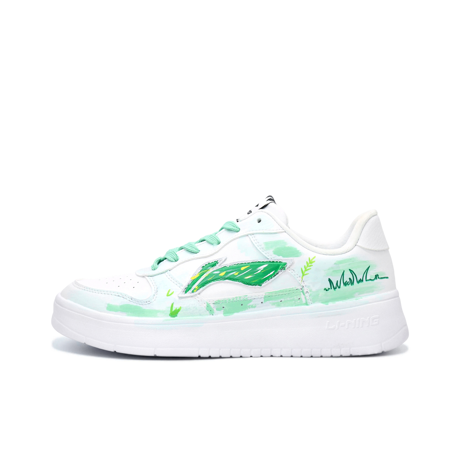 

Понтонные лодки дышащие кроссовки low top для скейтбординга unisex LINING, белый зеленый