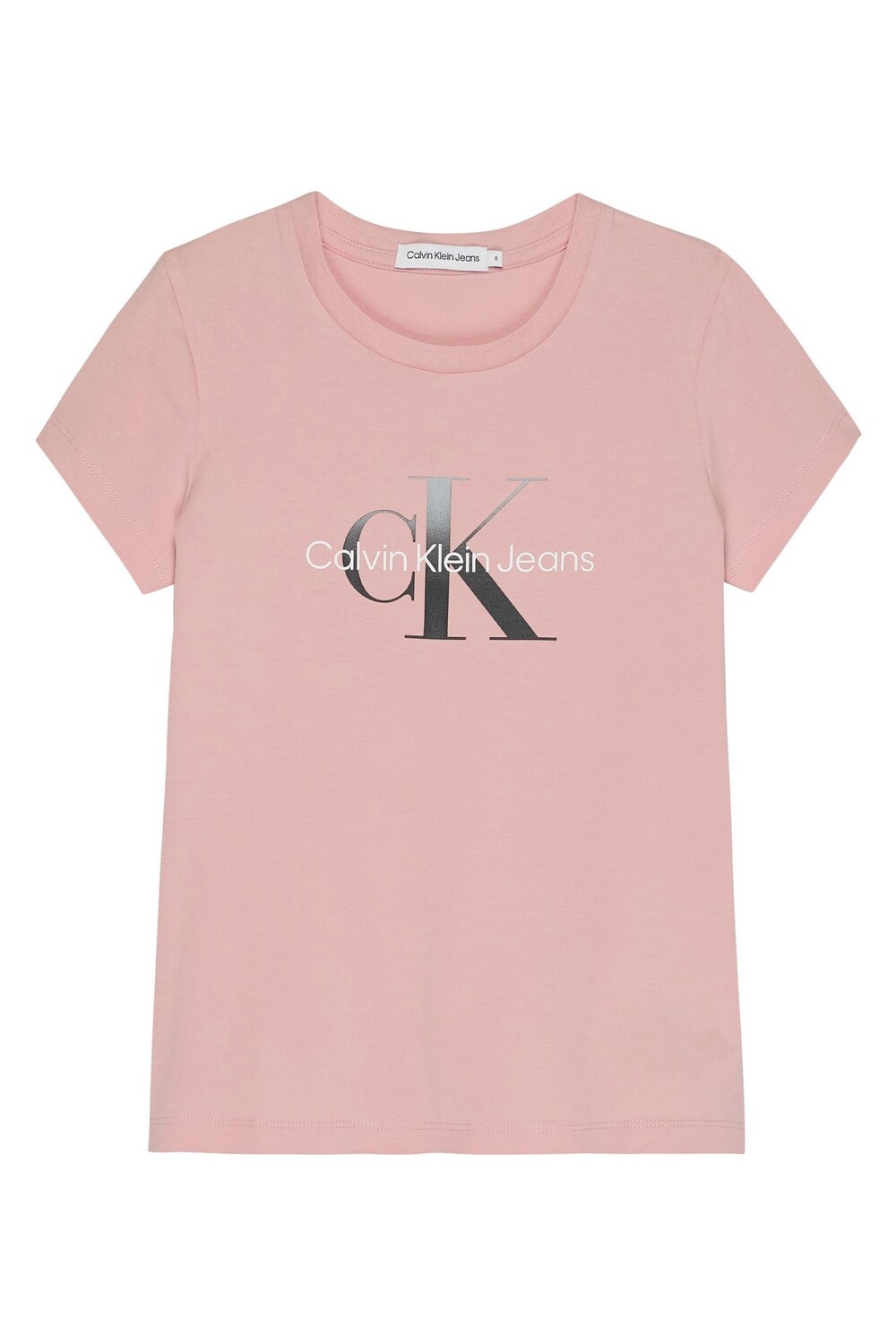 

Розовая девичья футболка с штрихованной монограммой Calvin Klein, розовый