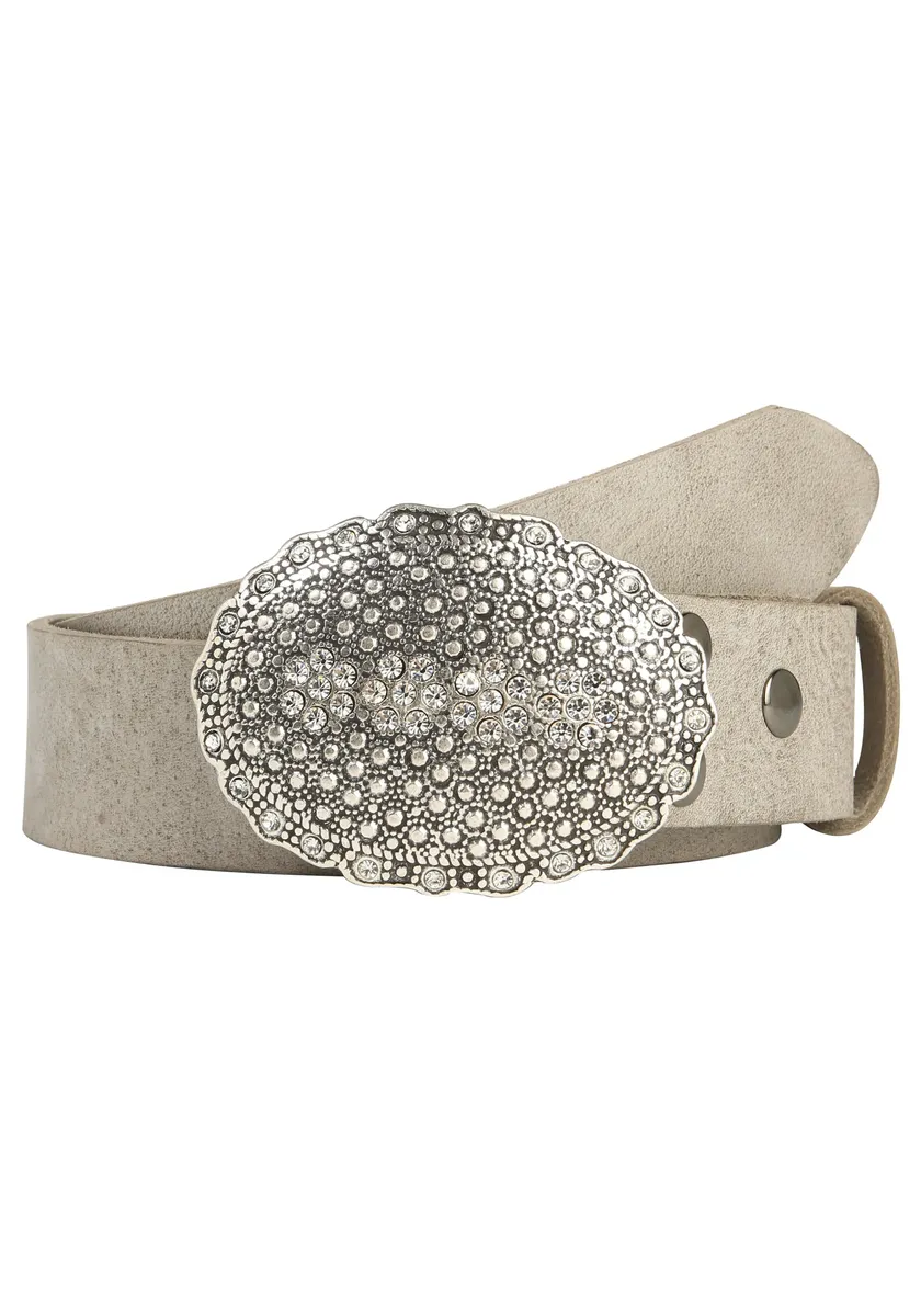 

Ремень LIFE RING by showroom 019° кожаный со сменной застежкой "Овальные заклепки со стразами" Rettungsring By Showroom 019°, серый