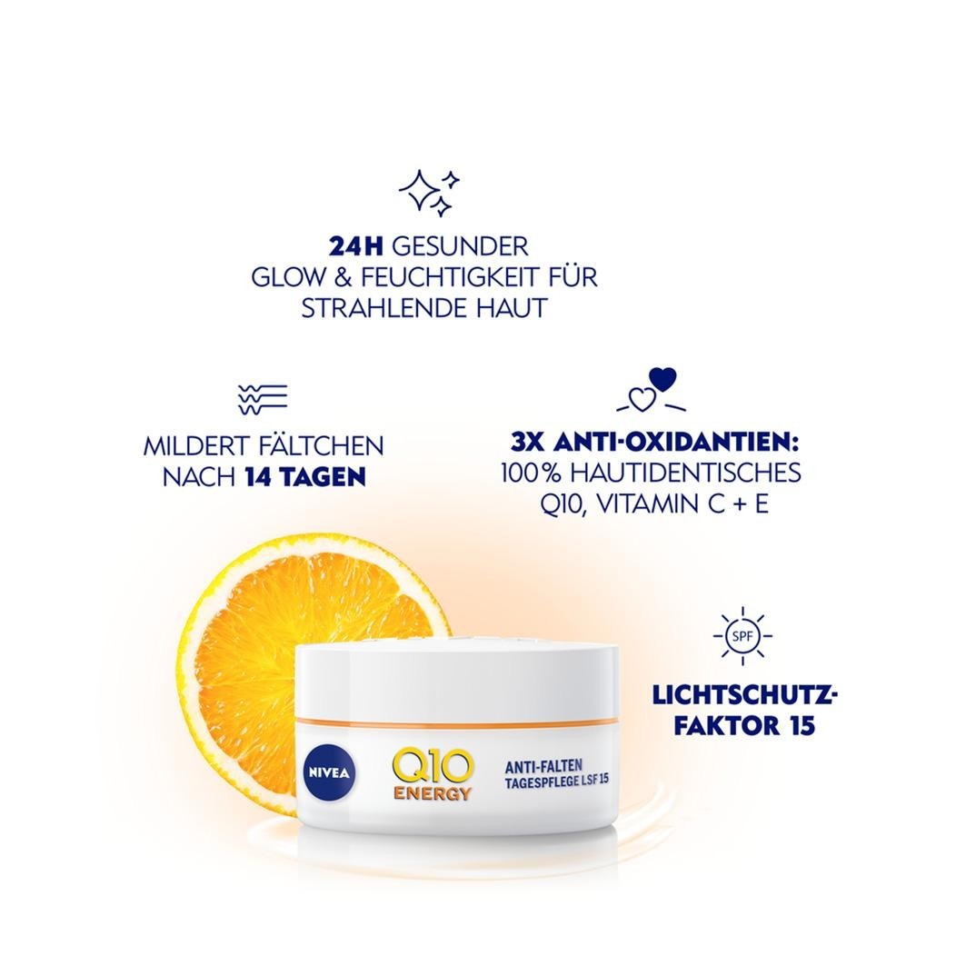 Крем для лица SPF NIVEA Q10 energy anti-falten lsf15, объем q10 energy anti-falten tagespflege lsf15 — фото 2