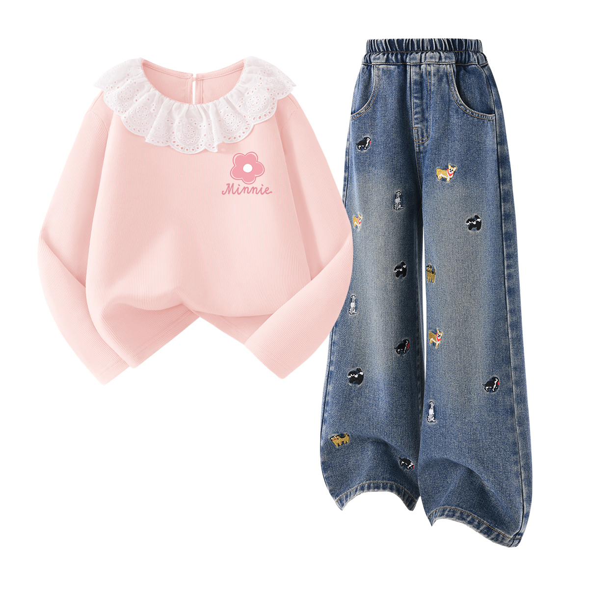 Детская повседневная спортивная одежда Disney, Dile Play K Baby Pink+Solid Color Denim Blue — фото 4