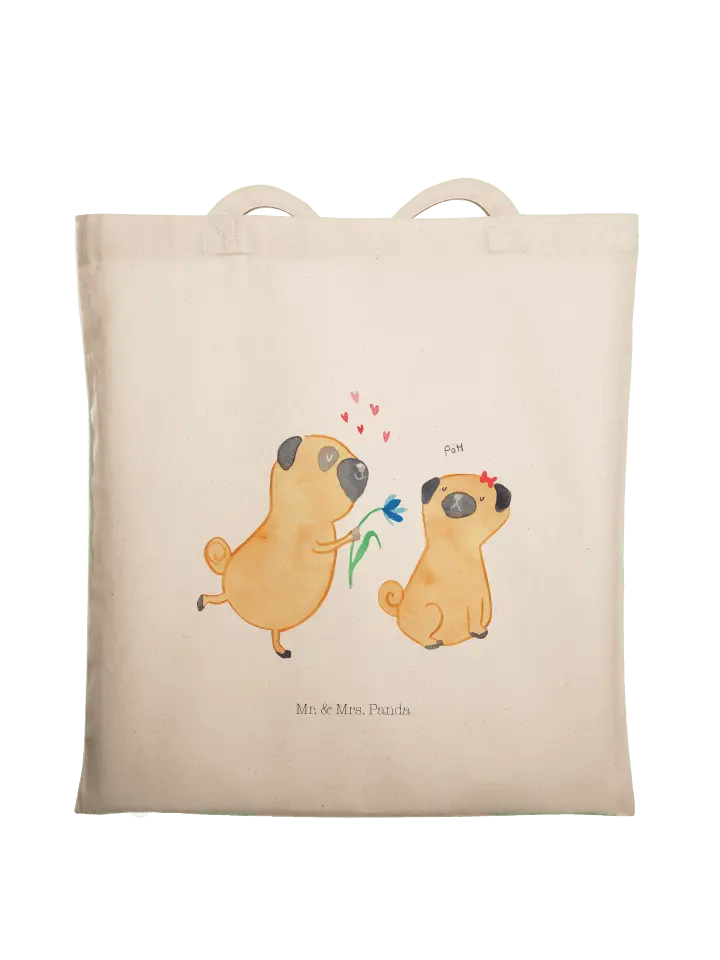 

Сумка для переноски Mr & Mrs Panda Mops Verliebt ohne Spruch, кремовый
