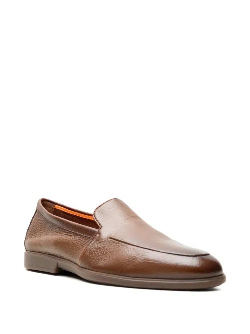 Лоферы из зернистой кожи Santoni, коричневый — фото 2