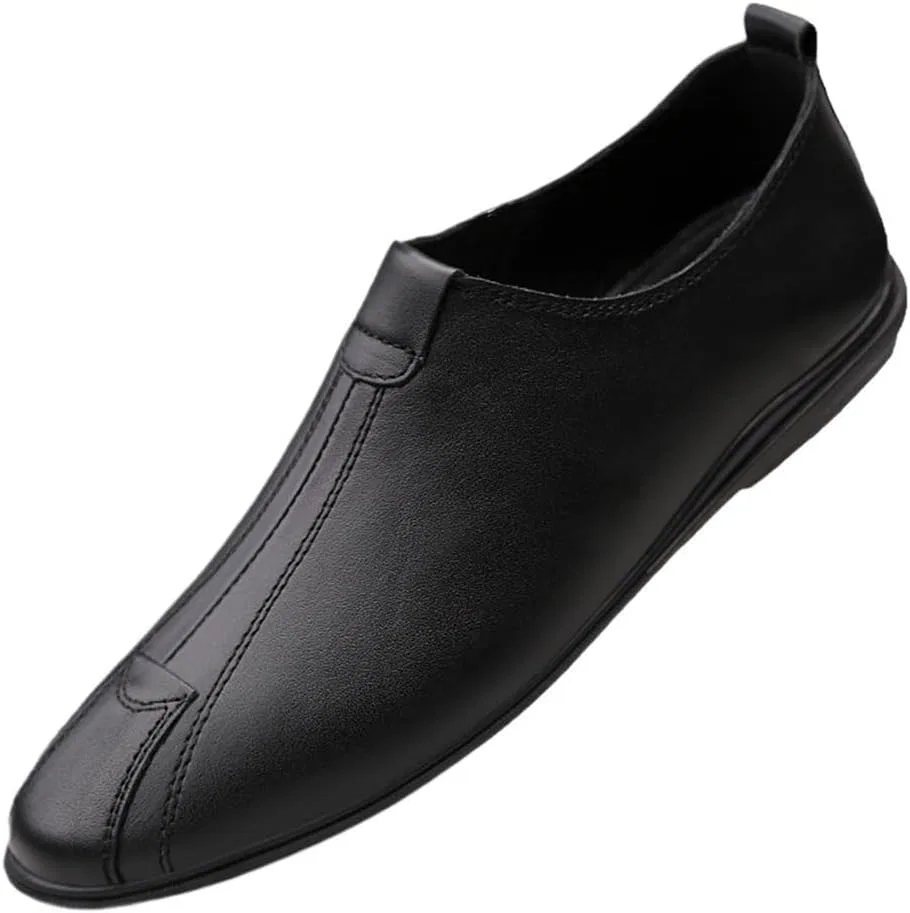 Лоферы мужские Leather Loafers Slip-On Lightweight Driving Shoes, Black DHFIRUFSHLO