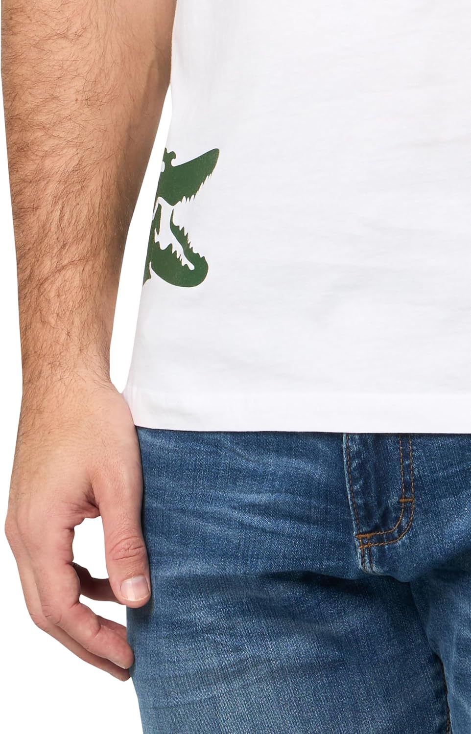 Мужская пижамная футболка Lacoste с принтом крупного крока (эксклюзивно на Amazon), White/Thyme — фото 3