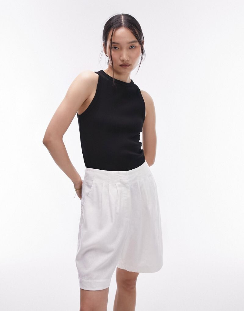 

Черная узкая майка в рубчик Topshop