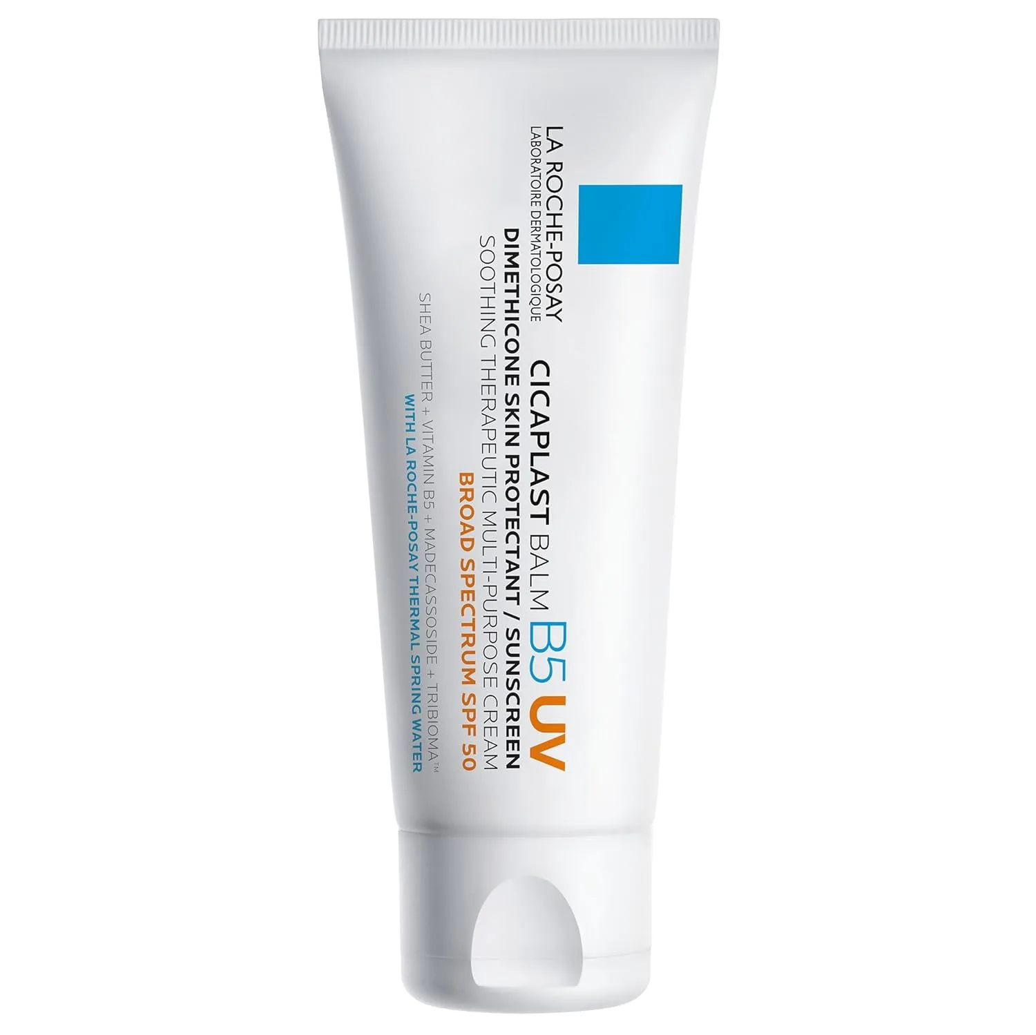 La Roche-Posay Cicaplast Balm B5 UV SPF 50, с витамином B5, маслом ши, трибиомой, мадекассозидом и оксидом цинка, многофункциональный крем для сухой кожи, White