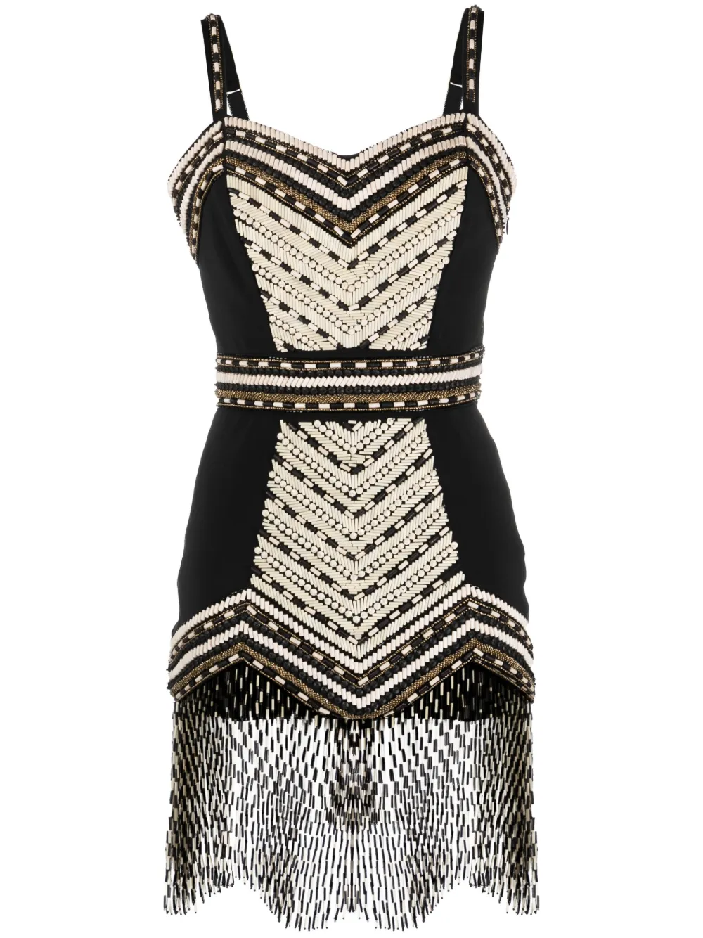 

Декорированное платье мини с бахромой Elisabetta Franchi, черный