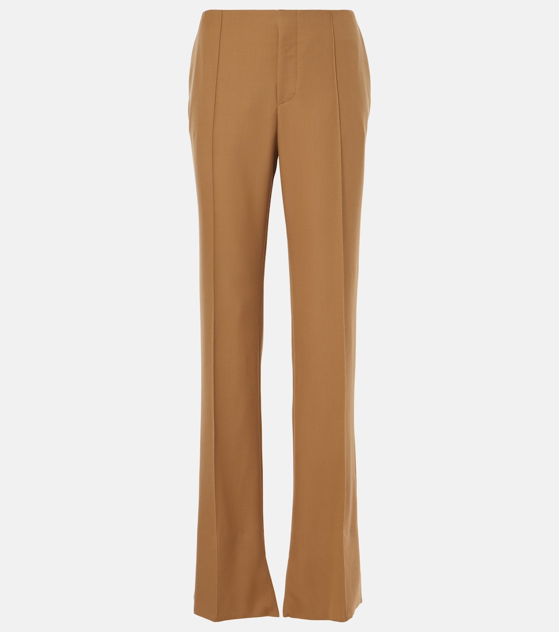 

Прямые шерстяные брюки со средней посадкой Chloé, Cocunt Brown