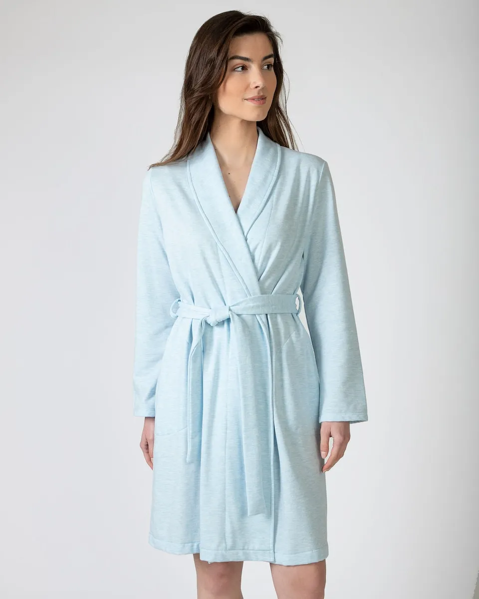 

Женский короткий халат на запах Massana, светло-голубой