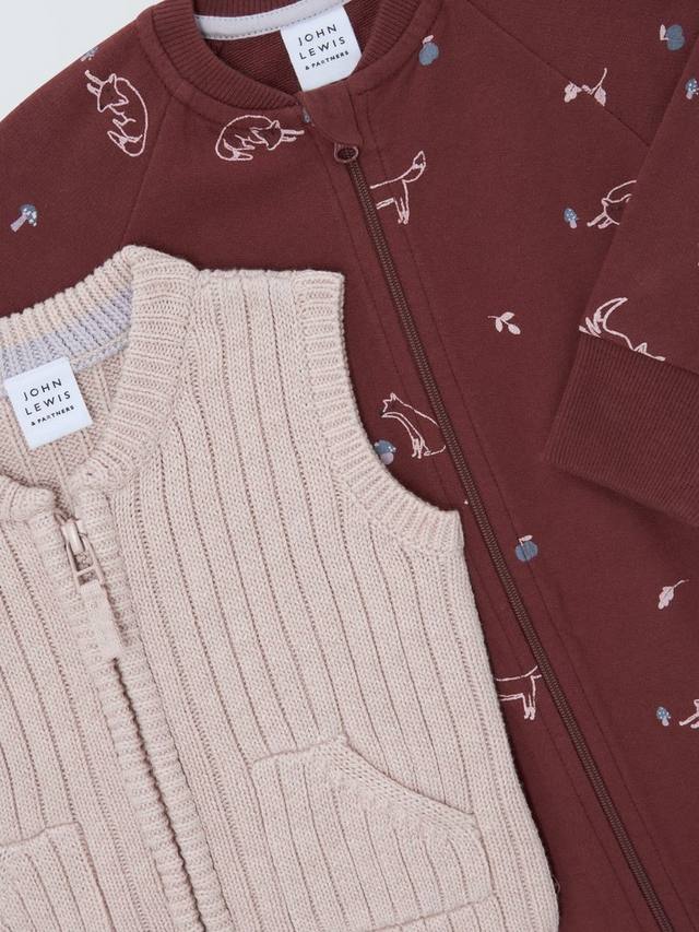 Комплект из комбинезона Baby Fox и вязаного жилета John Lewis, Burgundy — фото 3