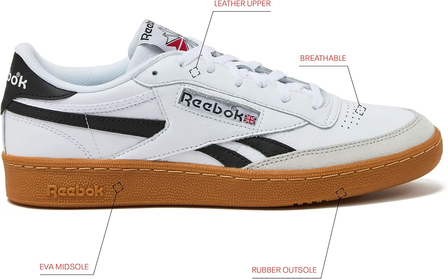 Кроссовки Reebok Club C Revenge Vintage, белый/черный — фото 2