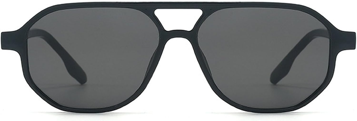 

Ретро-солнцезащитные очки-пилот с двойной перемычкой для женщин, модные оттенки шампанского, защита от УФ-излучения UV400 для мужчин, трендовые солнцезащитные очки с градиентным переходом mincl, Black