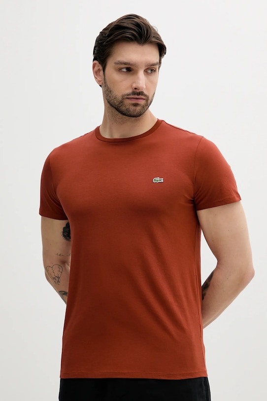

Хлопковая футболка Lacoste, оранжевый
