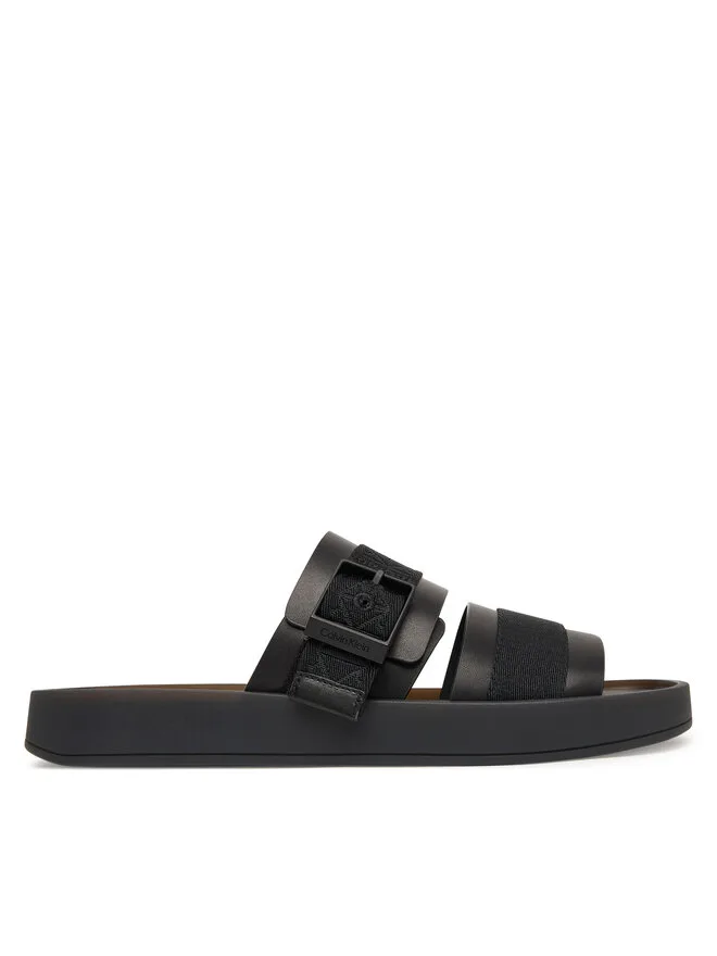 Calvin Klein Мюли Ergon с пряжкой, сандалии Wb Lth Aop HM0HM02096, черные