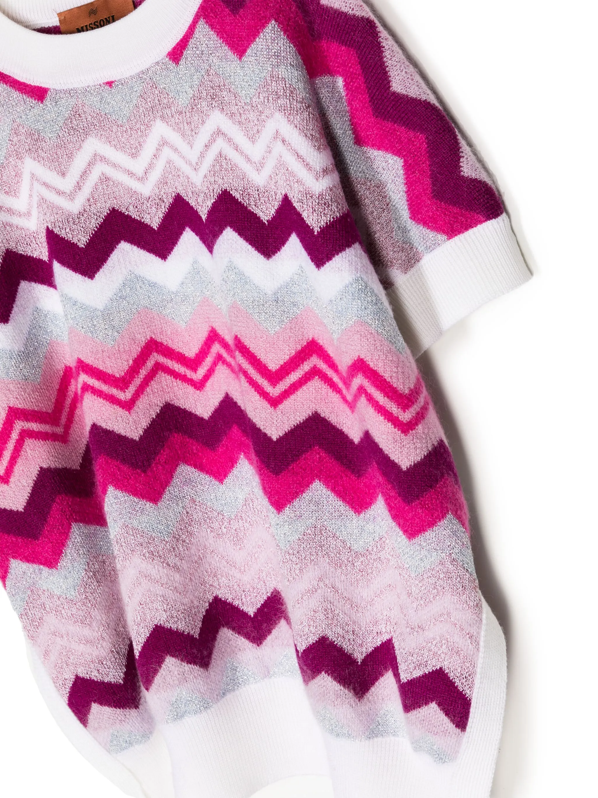 Трикотажный топ с узором зигзаг Missoni Kids, розовый — фото 3