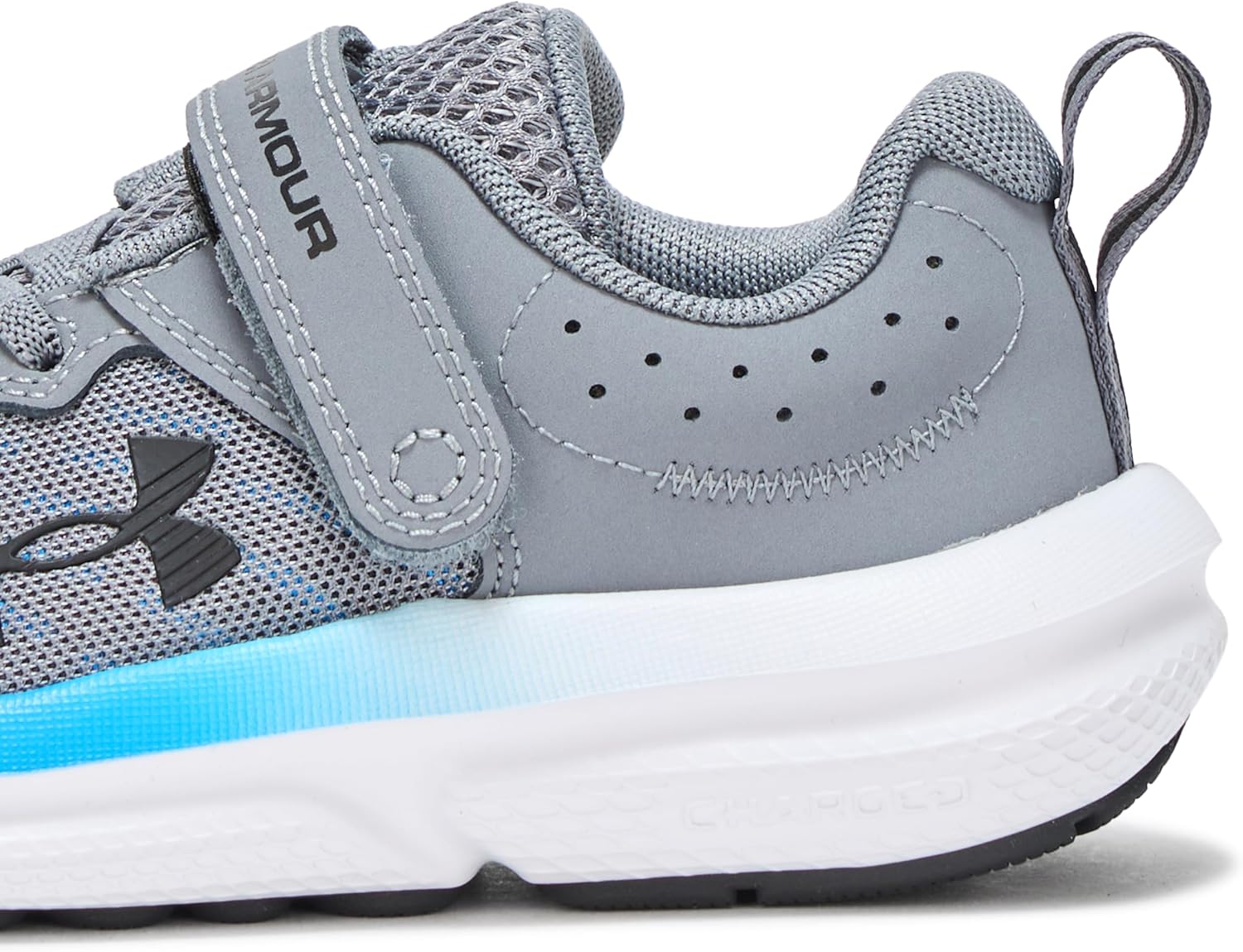 Детские кроссовки Under Armour Assert 10 с альтернативной застежкой, черный/синий/серый — фото 4