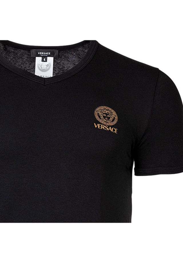 Футболка - майка Topeka с v-образным вырезом эластичный хлопок Versace, черный — фото 3