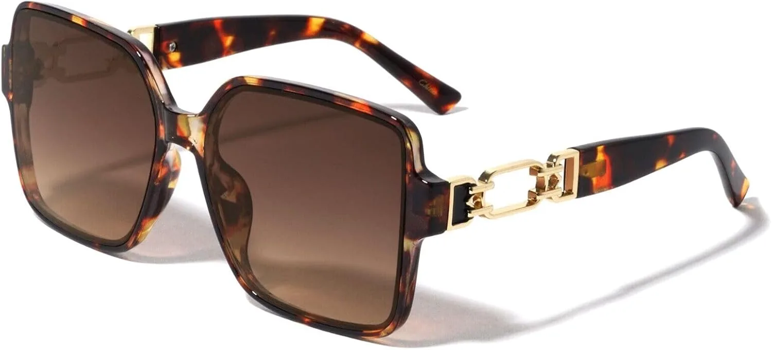 

Женские солнцезащитные очки Dweebzilla увеличенного квадратного размера в стиле ретро от известного дизайнера, Brown Tortoise Frame - Brown Gradient Lenses