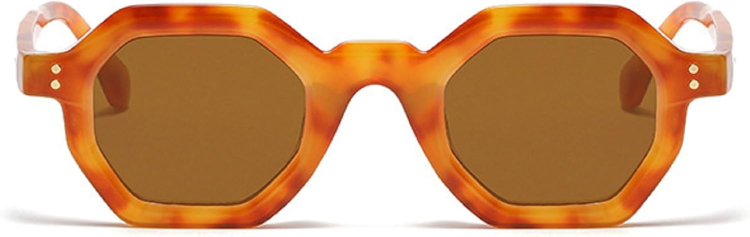 

Модные солнцезащитные очки Polygon Small Square для женщин, ретро с заклепками, мужские солнцезащитные очки UV400, трендовые солнцезащитные очки для активного отдыха и спорта mincl, Brown