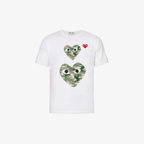

Футболка стандартного кроя из хлопкового джерси с фирменным принтом Double Camo Heart Comme des Garçons, белый