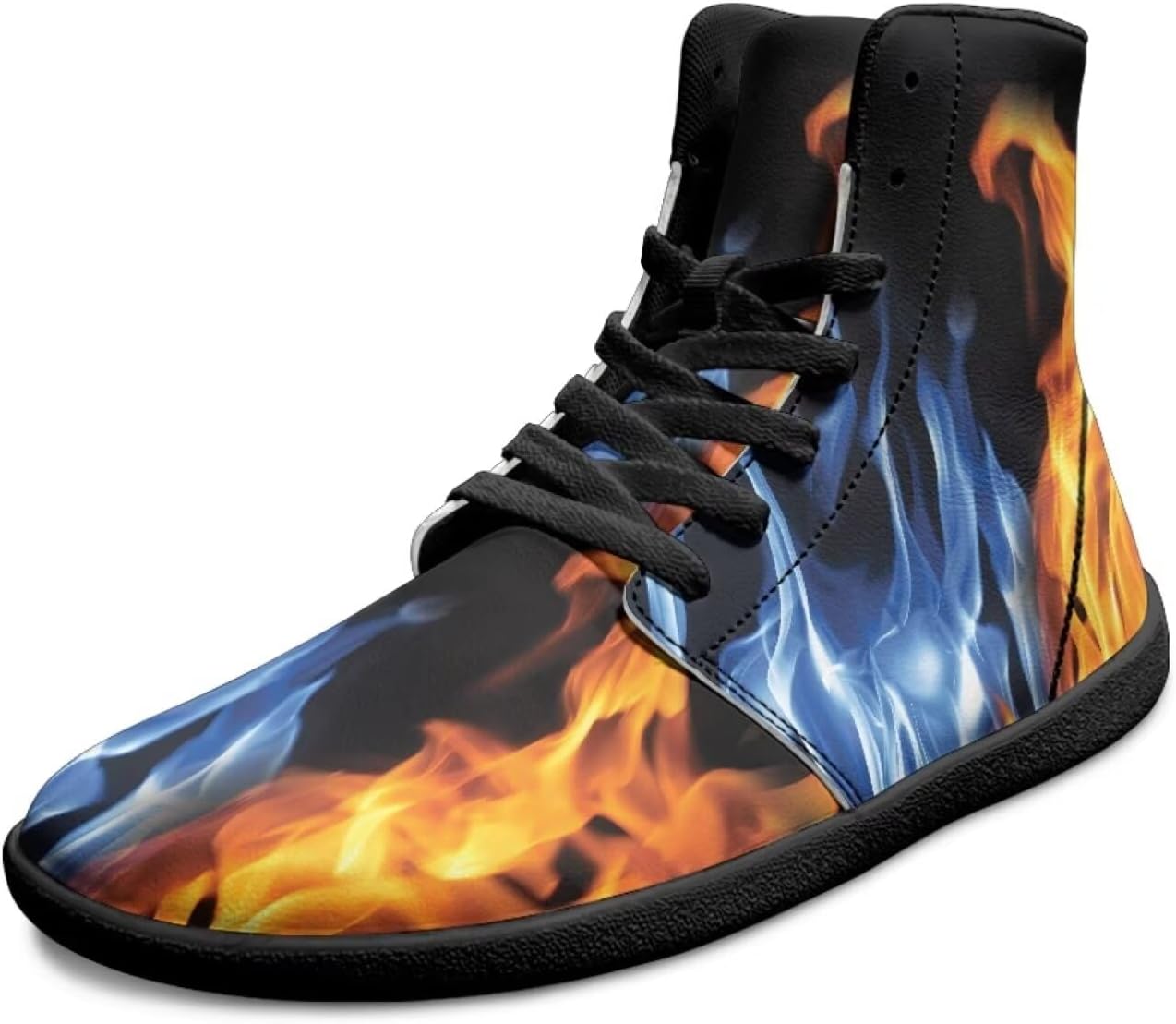 

Мужские босоножки Fire Flame из кожи с высоким верхом, кроссовки с широкой носочной частью, обувь для ходьбы с нулевым перепадом и минималистичной подошвой Chririnla, синий/оранжевый