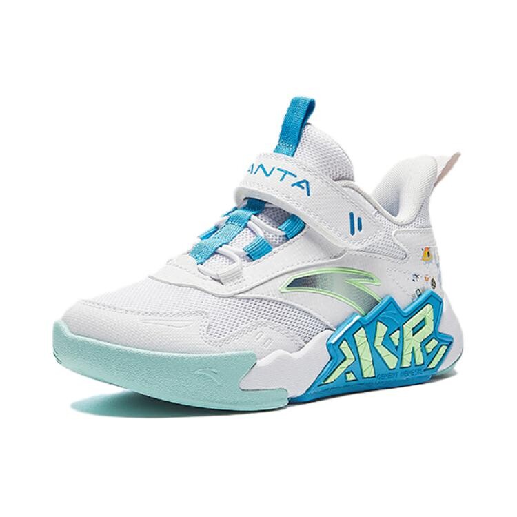 Баскетбольные кроссовки Cement Busters Kids PS Low-top ANTA белые/новые флуоресцентные светло-зеленые-1 Anta Kids, зеленый — фото 2