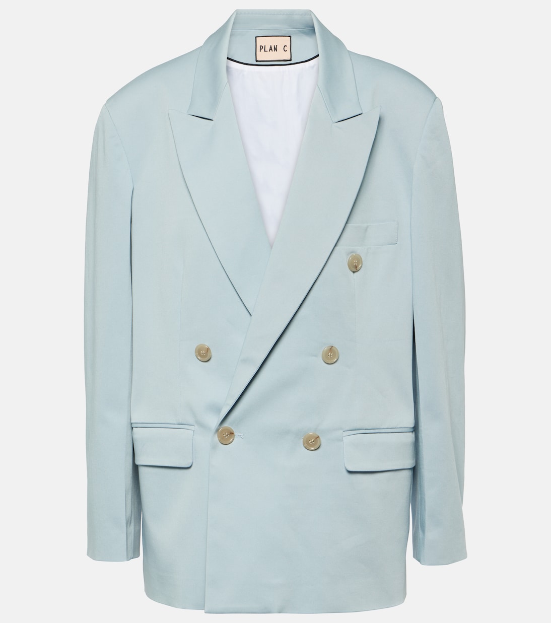

Блейзер свободного кроя из смесовой хлопковой ткани Plan C, синий