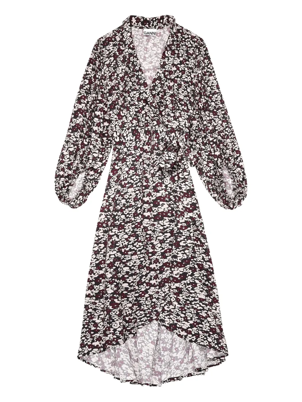 

Сарафан миди с цветочным принтом на запах Ganni, красный