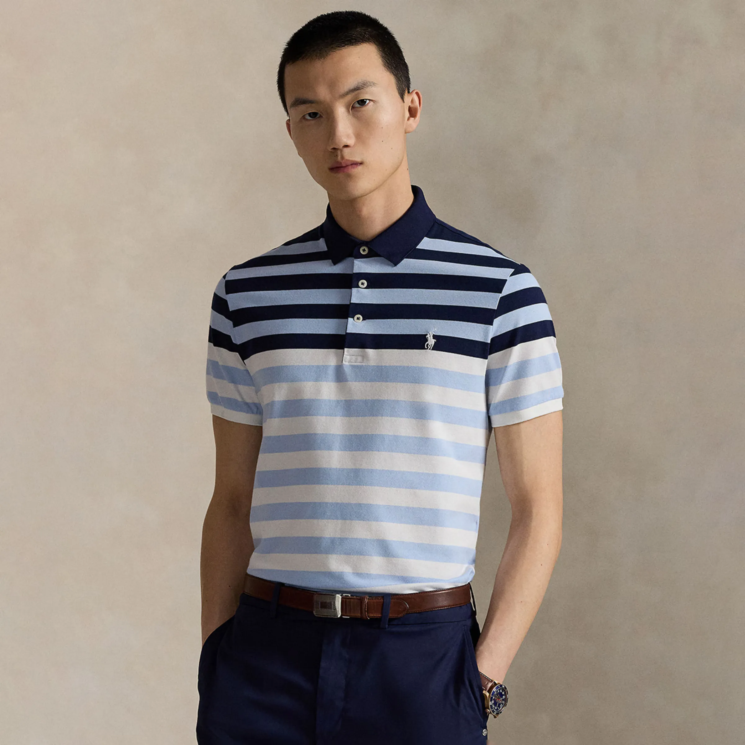 

Мужская рубашка-поло Tailored Fit Ralph Lauren из технической ткани Polo Ralph Lauren, синий