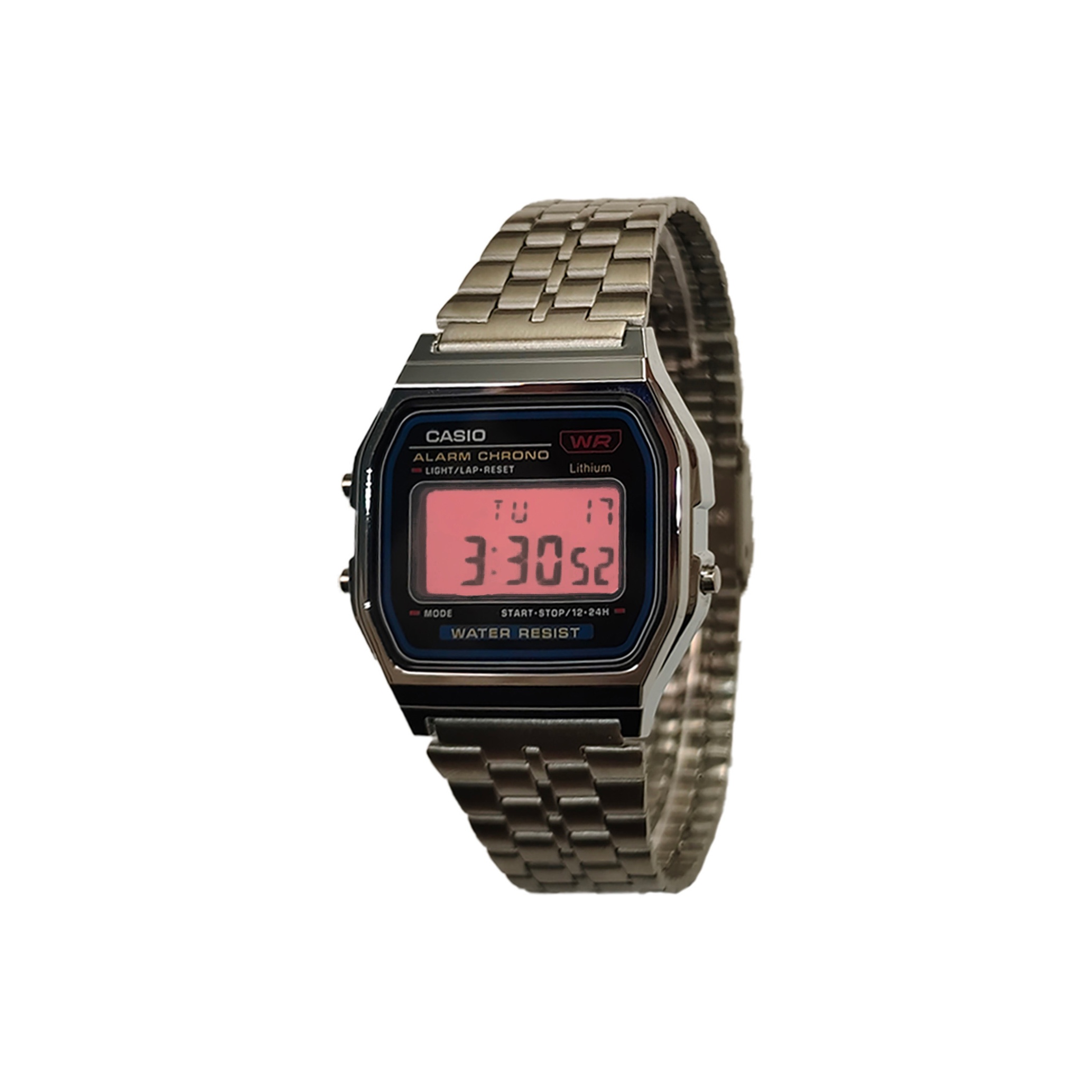 

CASIO Часы Retrofit Series Quartz Movement Stainless Steel Strap Watch Men's Watch Black Dial, Black Dial with Pink Crystal Lens