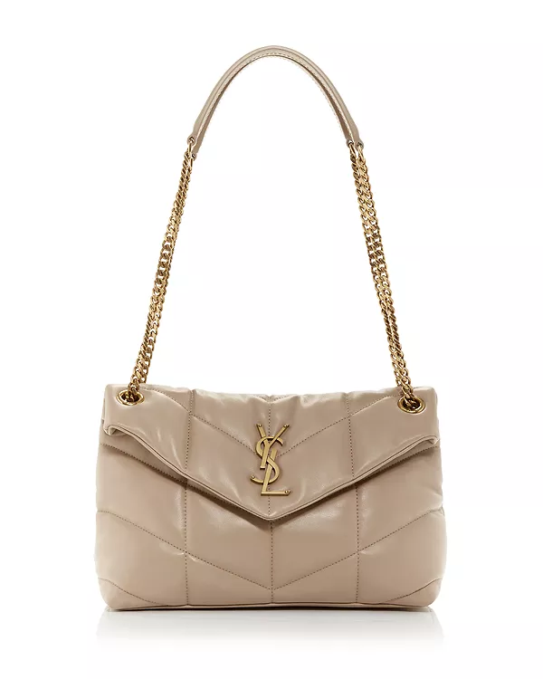 

Маленькая трансформируемая сумка-трансформер Puffer из кожи наппа. Saint Laurent, бежевый