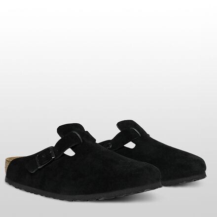 Женские сабо Birkenstock Boston замшевые с мягкой стелькой, черный