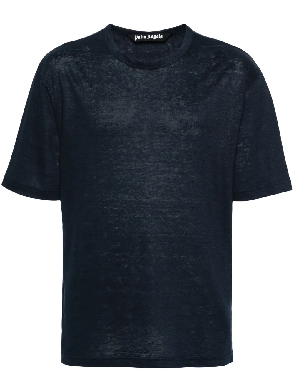 

Льняная футболка с вышитым логотипом PALM ANGELS, синий
