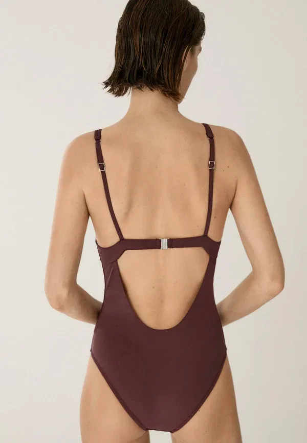 Купальник с косточками и широкими бретелями Massimo Dutti, коричневый — фото 2