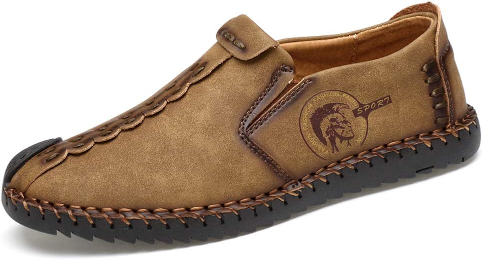 

Мужские спортивные сандалии из кожи, повседневная обувь, мокасины для вождения, уличные балетки, дышащие рыбацкие оксфорды, летние ручной работы, сшитые, удобные Asifn, коричневый