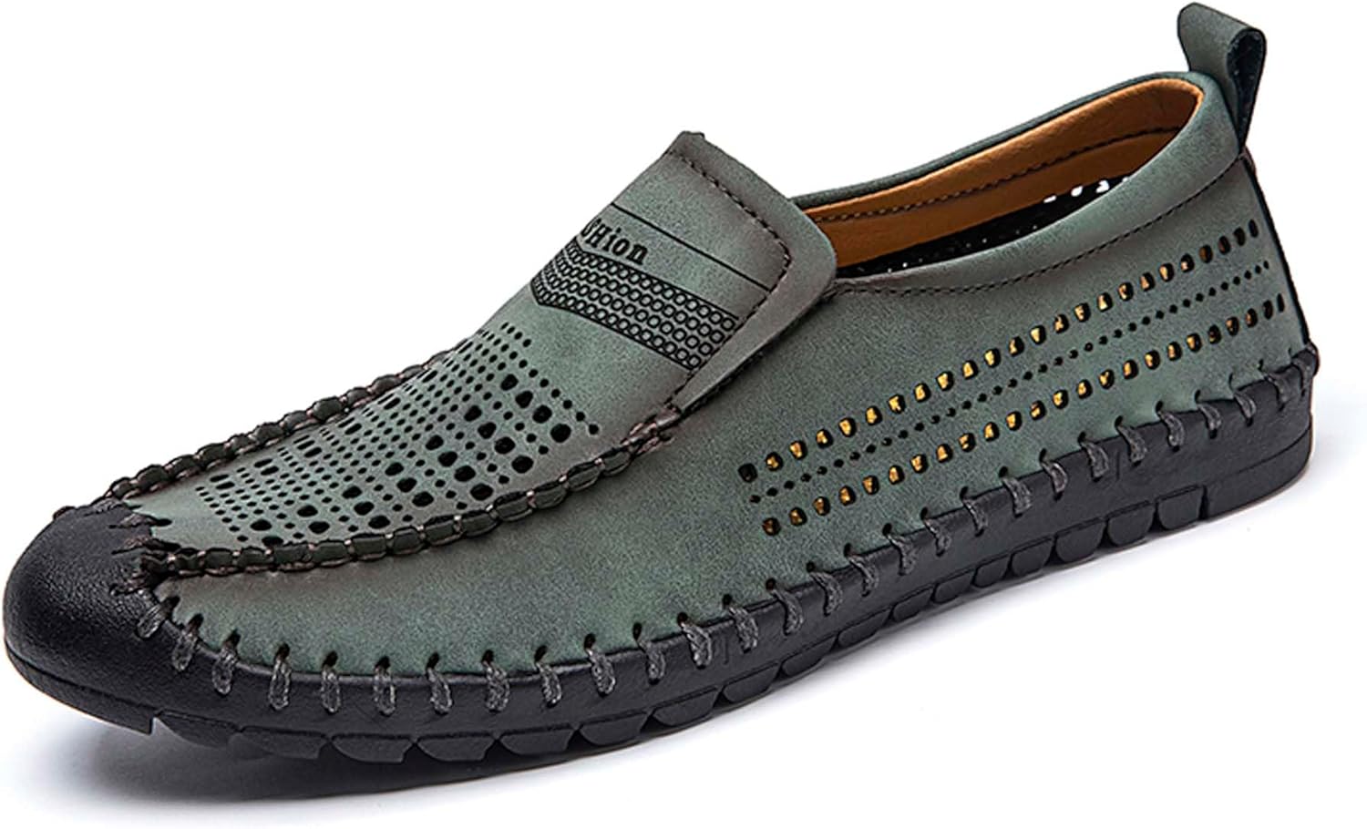 

Мужские дышащие прогулочные туфли DZBAJRQM, удобные повседневные кожаные туфли, легкие лоферы, ретро-деловые офисные туфли, вырезанные кожаные повседневные туфли, походные и водительские туфли, зеленый