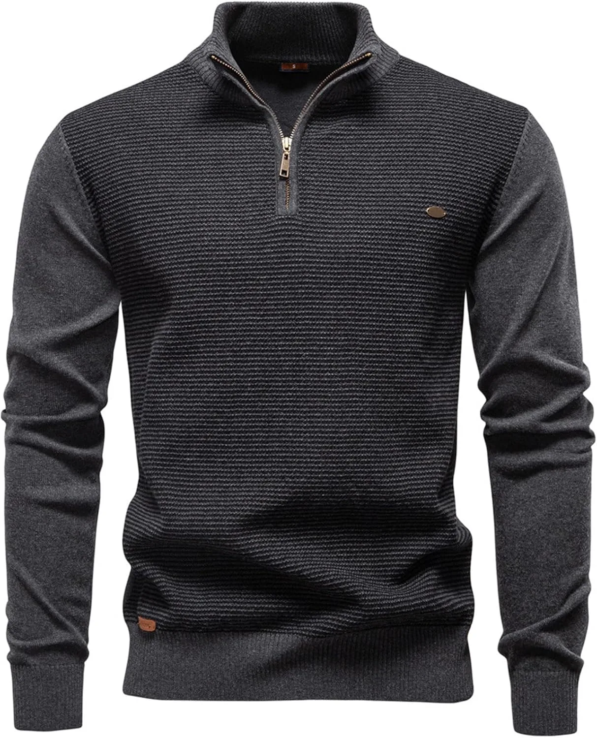 

Мужской пуловер с четвертью молнии Slim Fit Mock Neck легкий вязаный