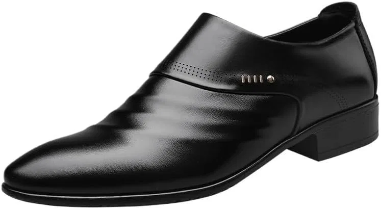 Туфли мужские на свадьбу, кожаные, slip-on, черные UOPYNE