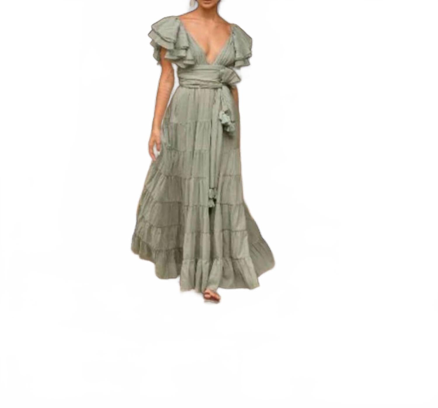 

Вейл макси платье в оливковом Erika Peña