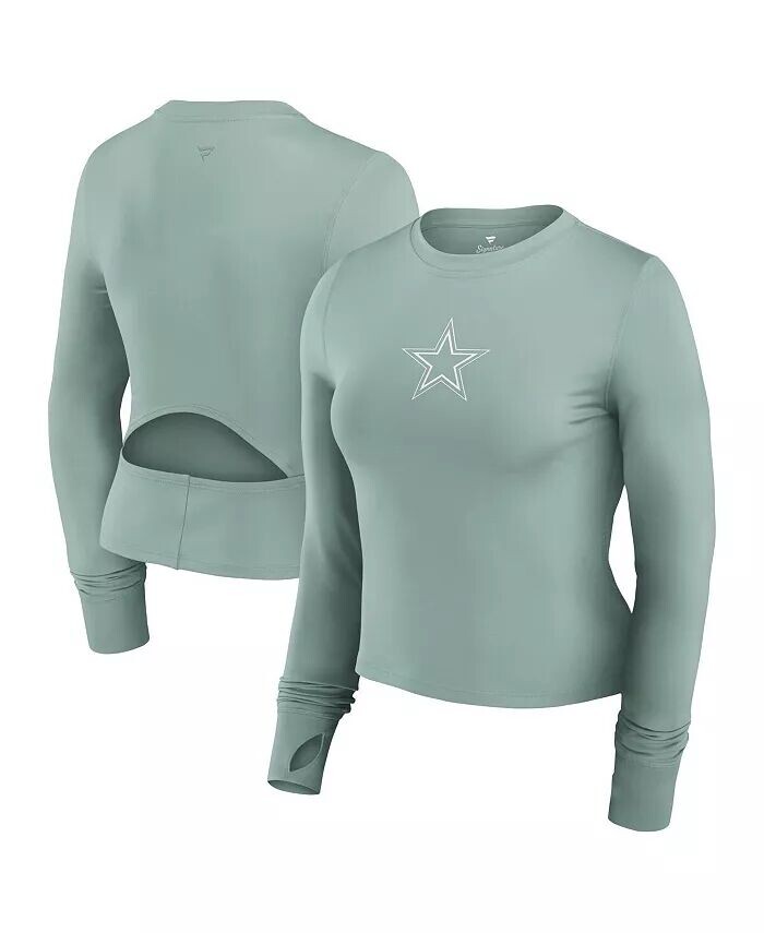 

Женский зеленый приталенный спортивный топ с длинными рукавами Dallas Cowboys Studio Fanatics